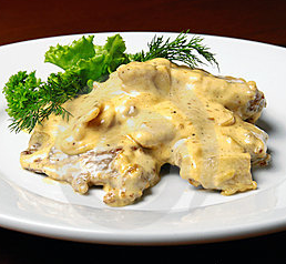 Gebakken kalfsentrecôte met Parmaham